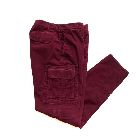 Brunello Cucinelli Corduroy Cargo Pants Trousers Mens 52 36 Maroon Wine Cotton